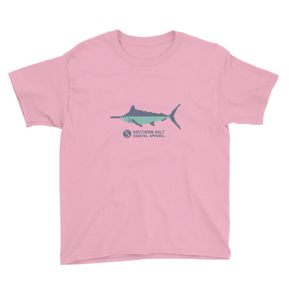 Southern Salt 8-bit Swordfish - Youth Performance Tee - Southern Salt Coastal Apparel