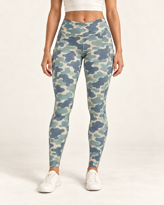 Southern Salt Coastal Camo - Crossover Leggings with Pockets - Southern Salt Coastal Apparel