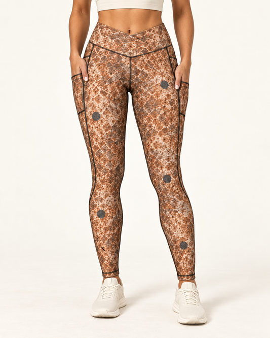 Southern Salt Redfish Copper - Crossover Leggings with Pockets - Southern Salt Coastal Apparel