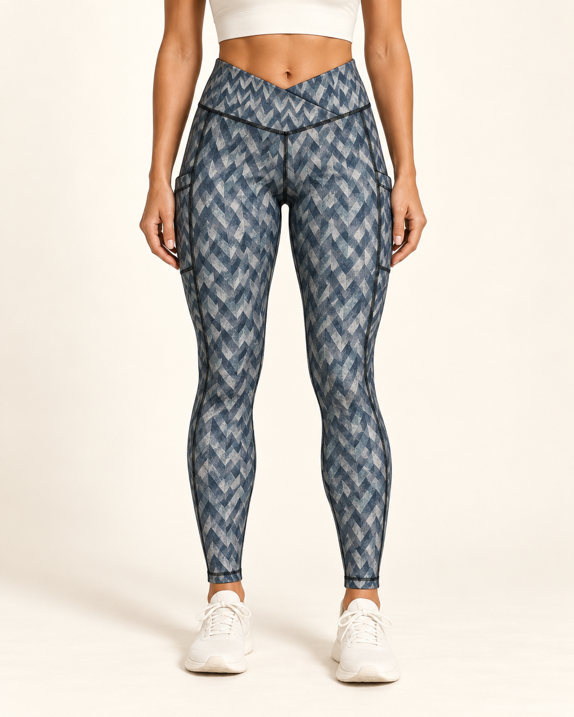 Southern Salt Sharkskin - Crossover Leggings with Pockets - Southern Salt Coastal Apparel