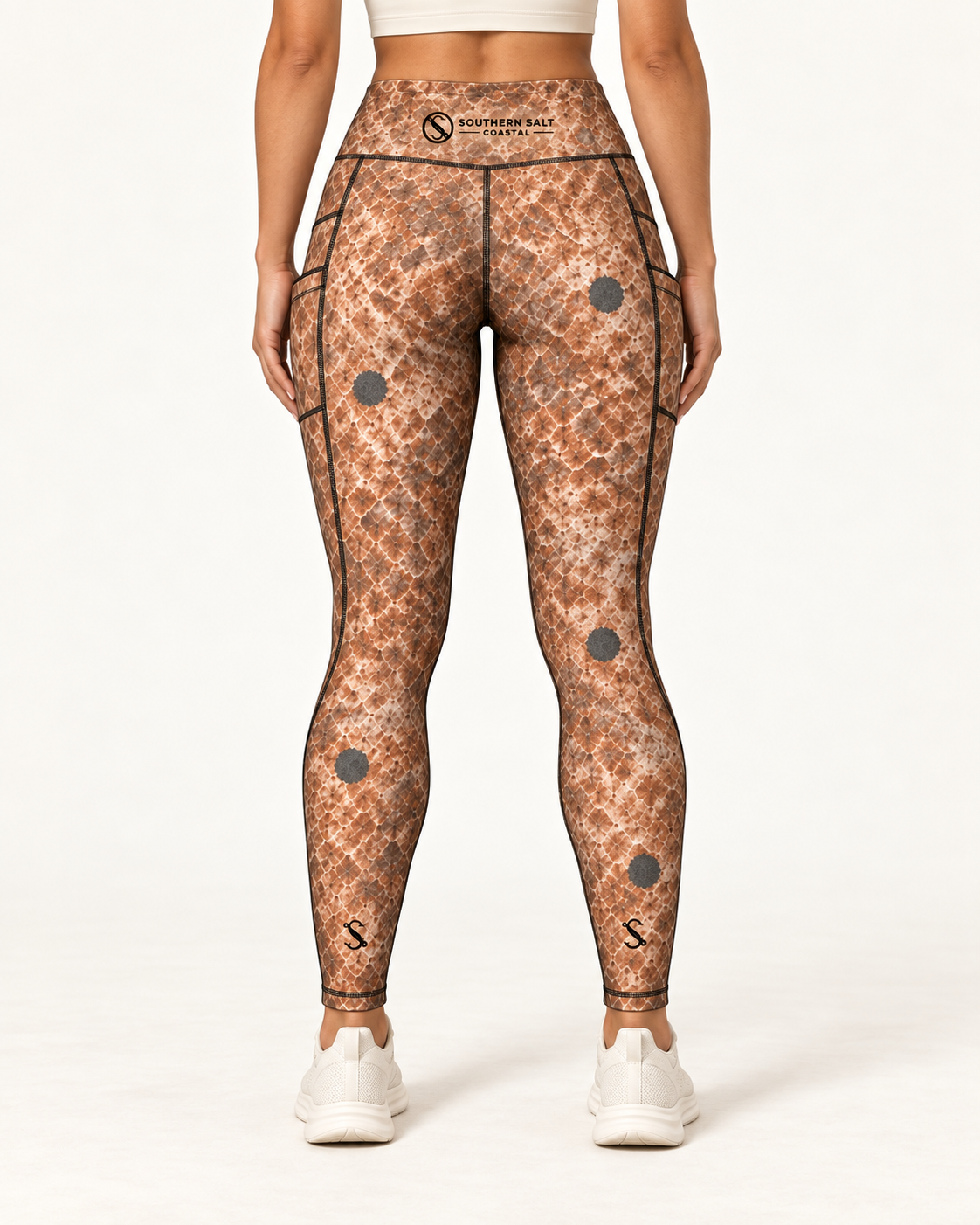 Southern Salt Redfish Copper - Crossover Leggings with Pockets - Southern Salt Coastal Apparel