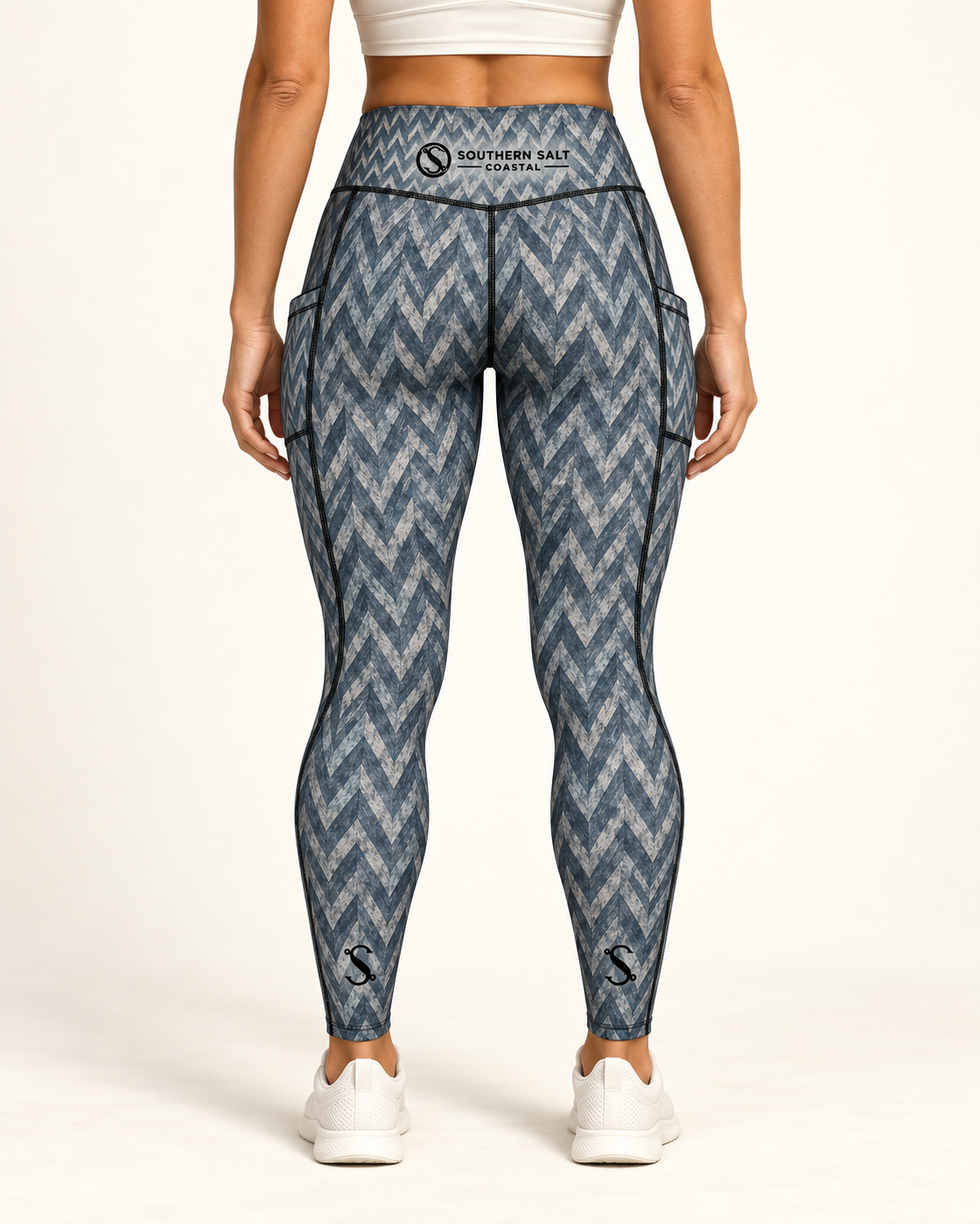 Southern Salt Sharkskin - Crossover Leggings with Pockets - Southern Salt Coastal Apparel