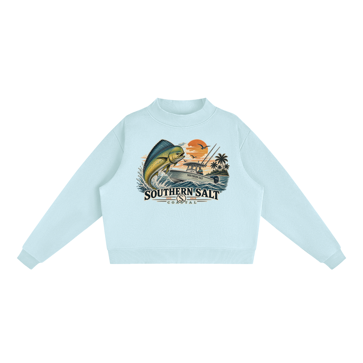 Southern Salt Mahi Monday - Essential Fleece Mock-Neck Crew Sweatshirt