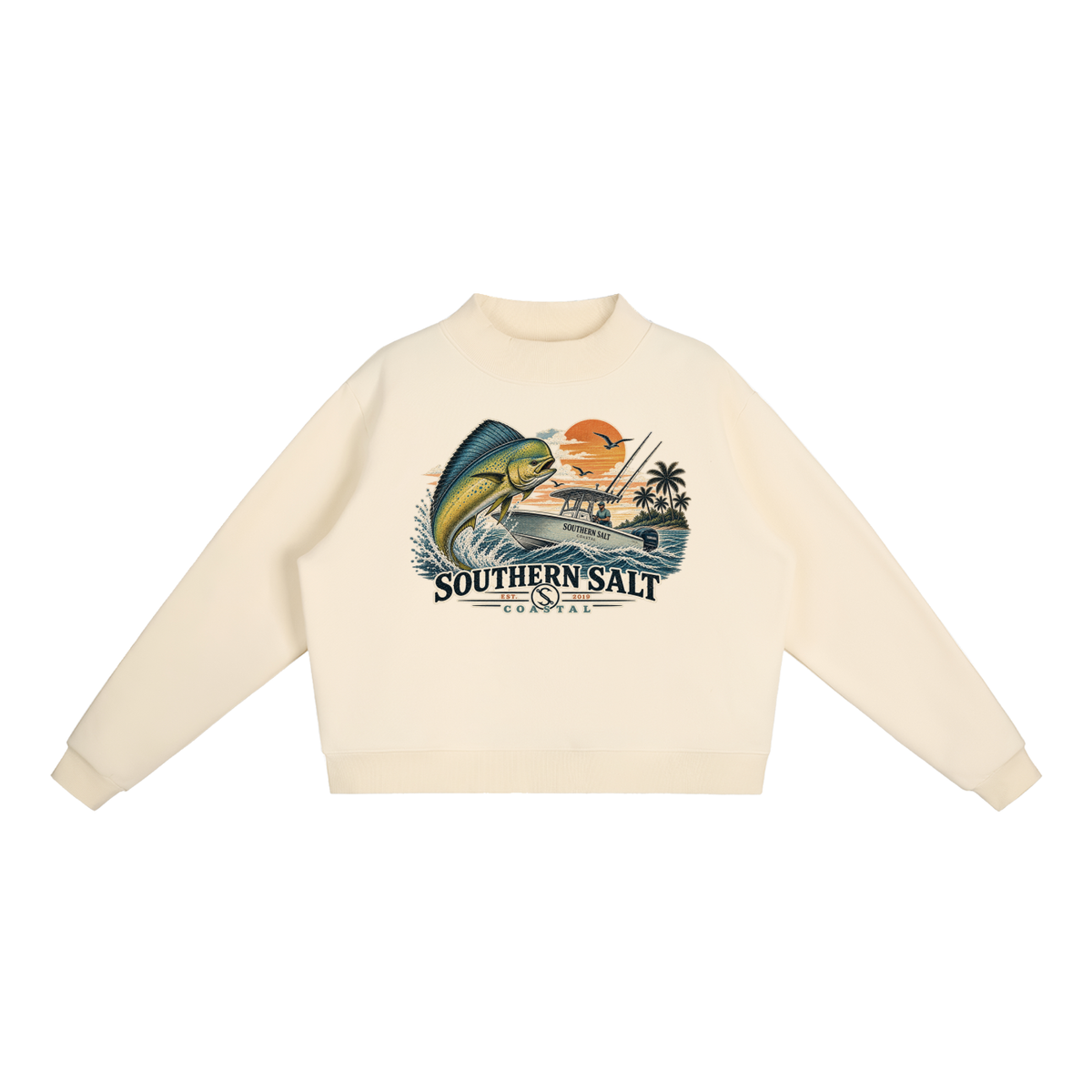 Southern Salt Mahi Monday - Essential Fleece Mock-Neck Crew Sweatshirt