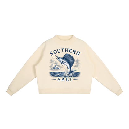Southern Salt Big Sail - Essential Fleece Mock-Neck Crew Sweatshirt