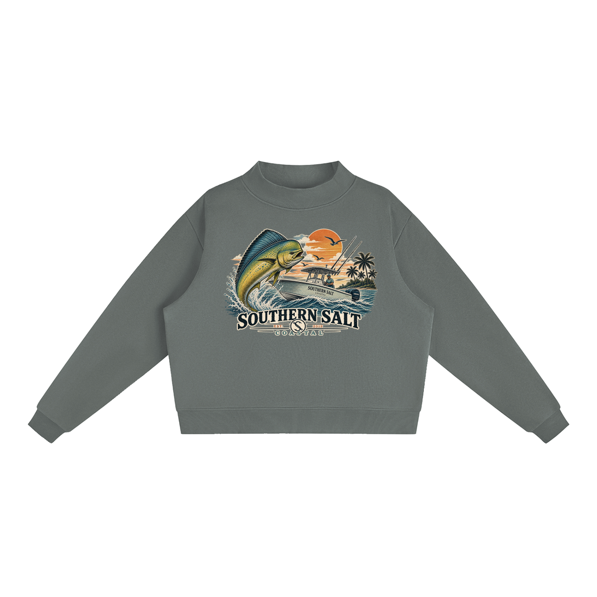 Southern Salt Mahi Monday - Essential Fleece Mock-Neck Crew Sweatshirt