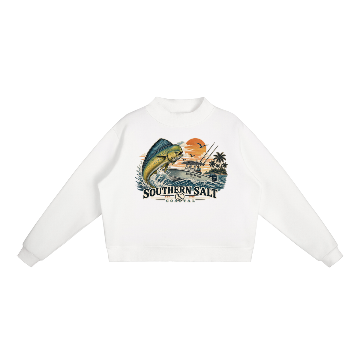 Southern Salt Mahi Monday - Essential Fleece Mock-Neck Crew Sweatshirt
