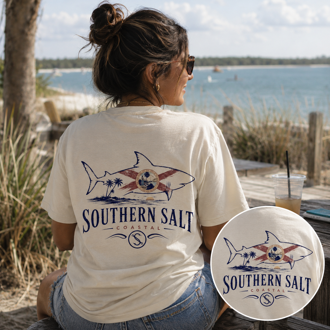 Southern Salt Florida Shark - Women's Boxy Fit Tee - Southern Salt Coastal Apparel