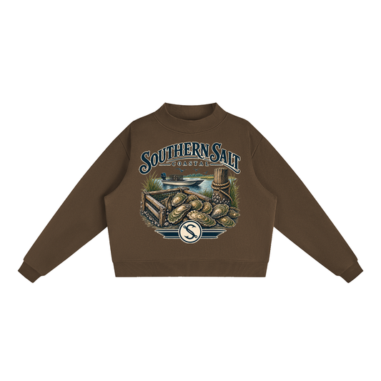Southern Salt Shucked - Essential Fleece Mock-Neck Crew Sweatshirt