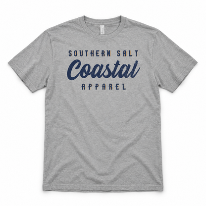 Southern Salt Vintage Brand Classic Fit Tee – athletic grey front flat lay mockup