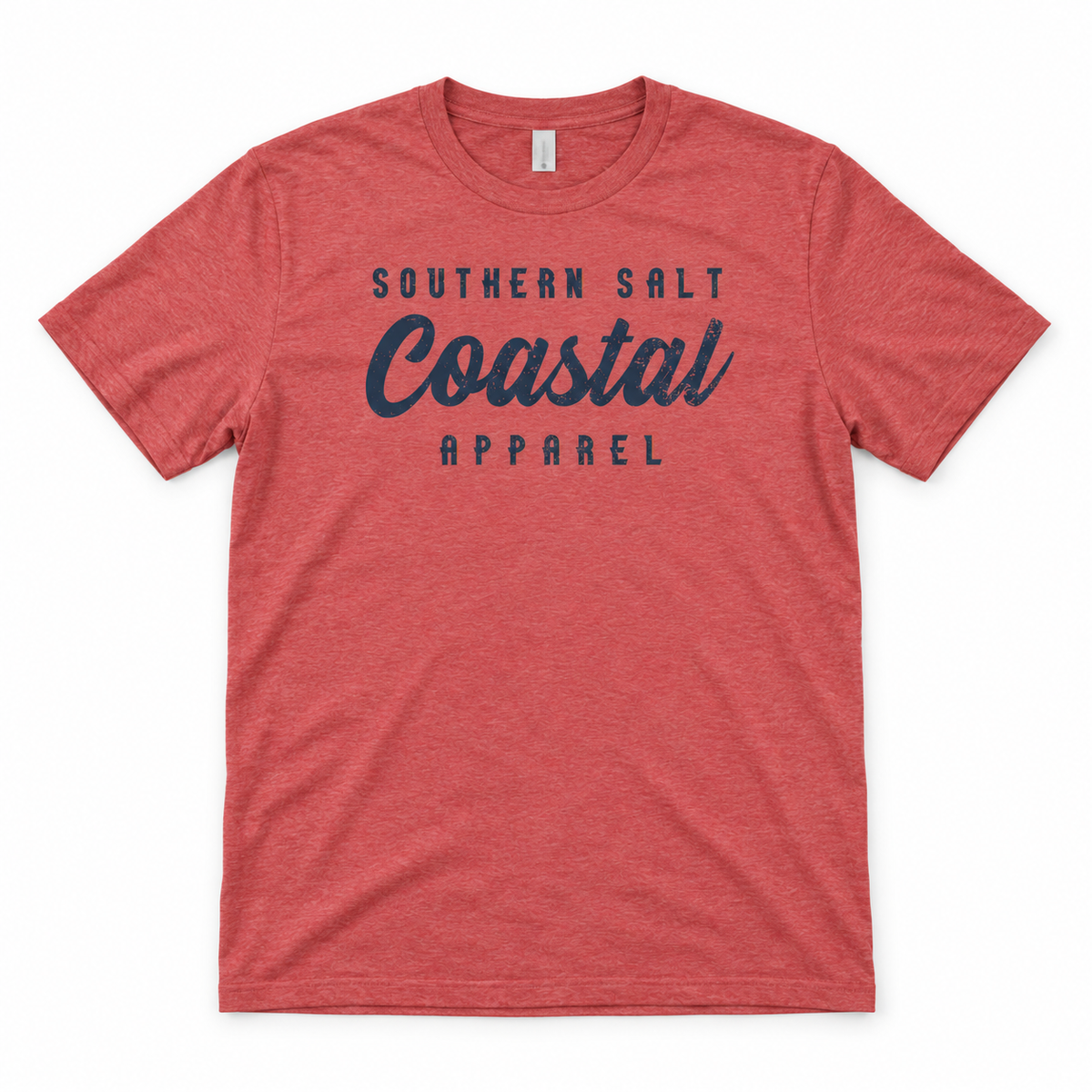 Southern Salt Vintage Brand Classic Fit Tee – red front flat lay mockup