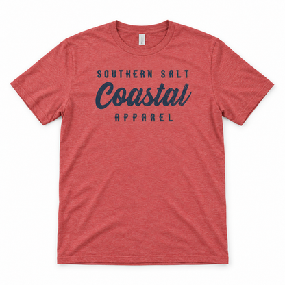 Southern Salt Vintage Brand Classic Fit Tee – red front flat lay mockup
