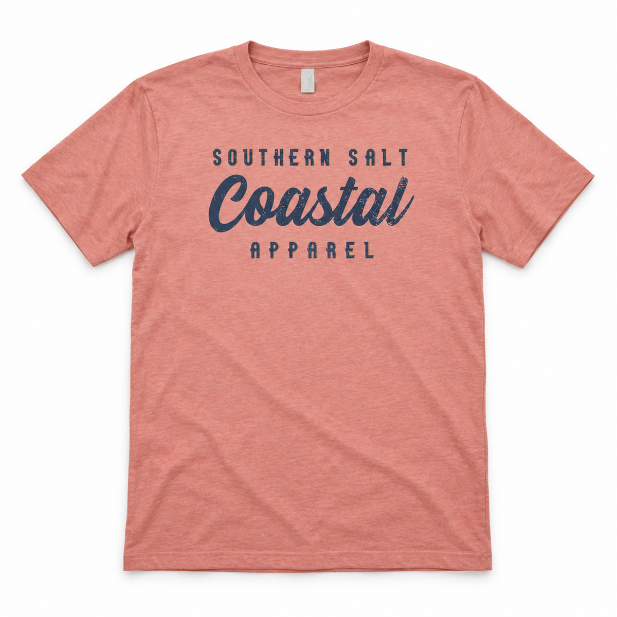 Southern Salt Vintage Brand Classic Fit Tee – sunset front flat lay mockup