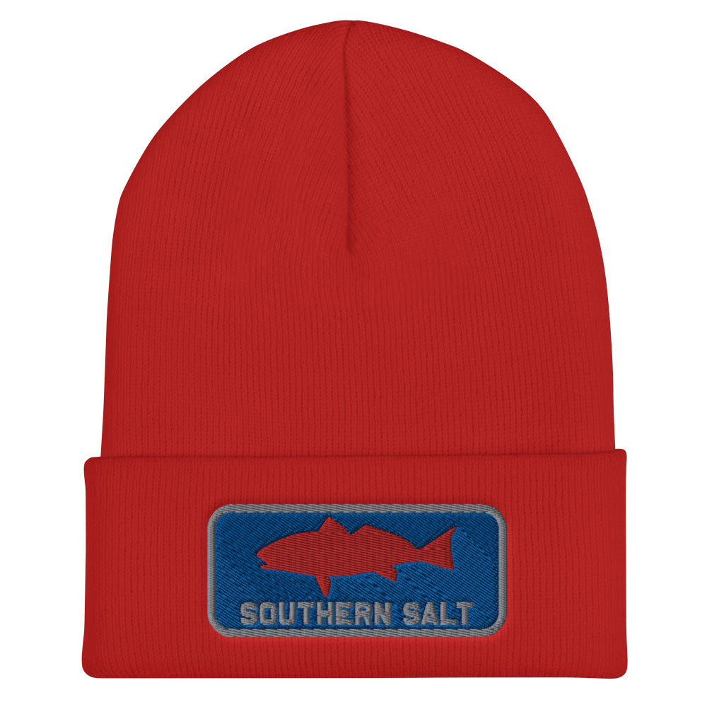 Southern Salt Redfish Patch - Cuffed Beanie - Southern Salt Coastal Apparel