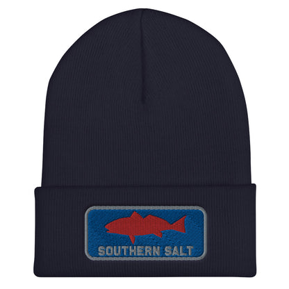Southern Salt Redfish Patch - Cuffed Beanie - Southern Salt Coastal Apparel
