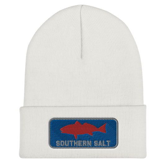 Southern Salt Redfish Patch - Cuffed Beanie - Southern Salt Coastal Apparel